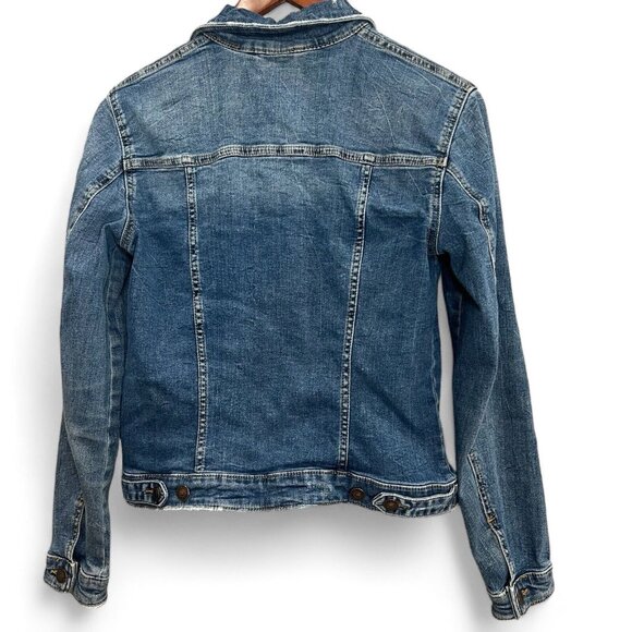 Esprit Jean Jacket Womens Size S Blue Button Up Distressed Long Sleeve Cotton - Picture 2 of 14